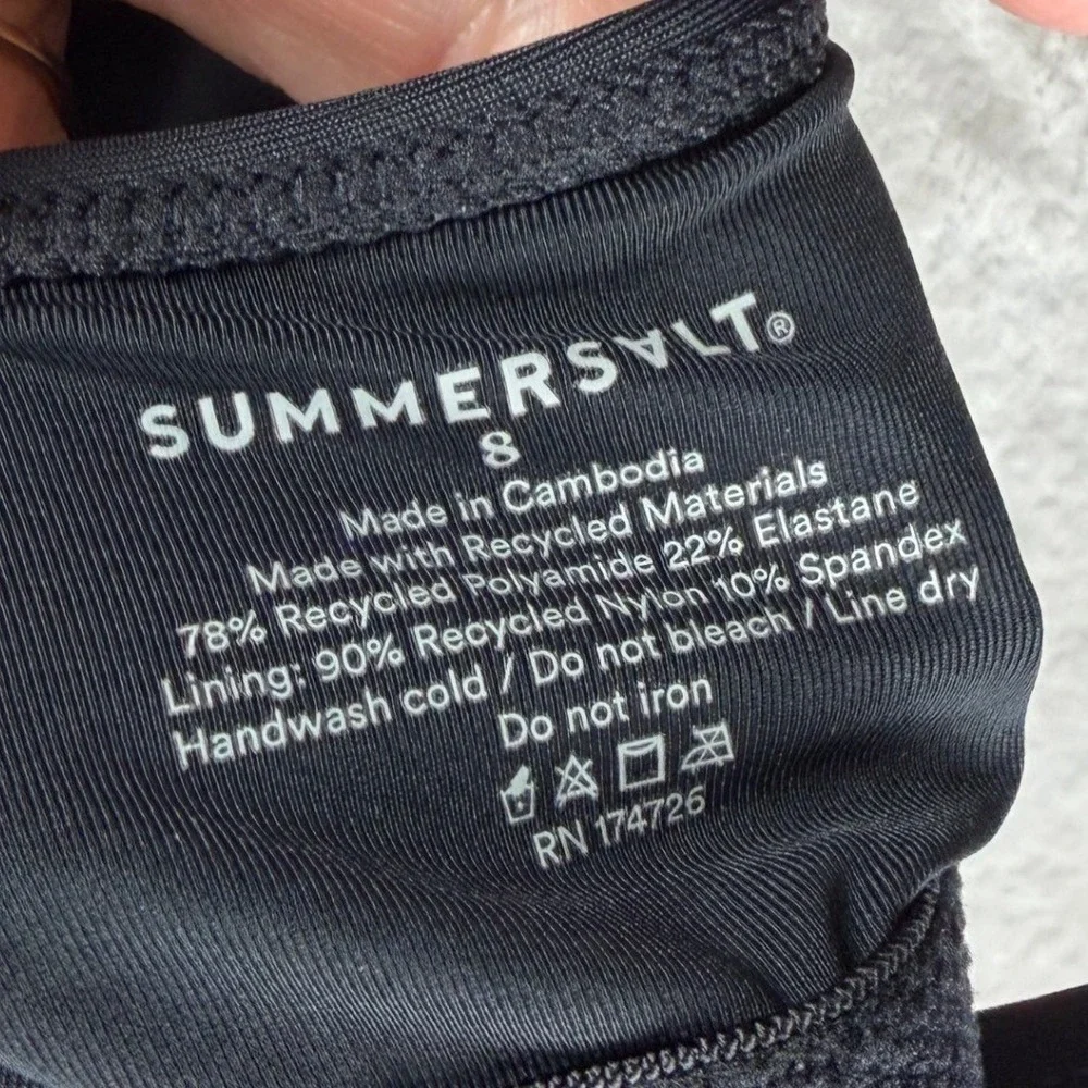 Summersalt One Piece Swimsuit Black Size 8 Adjustable Straps
